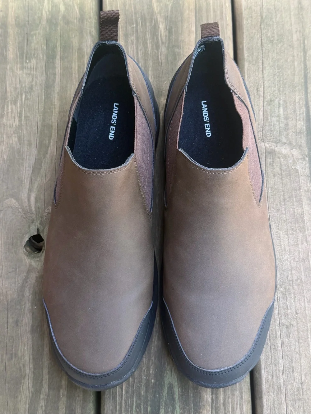 Lands' End Men's Brown All Weather Slip On Shoes Size 10.5 NWOT